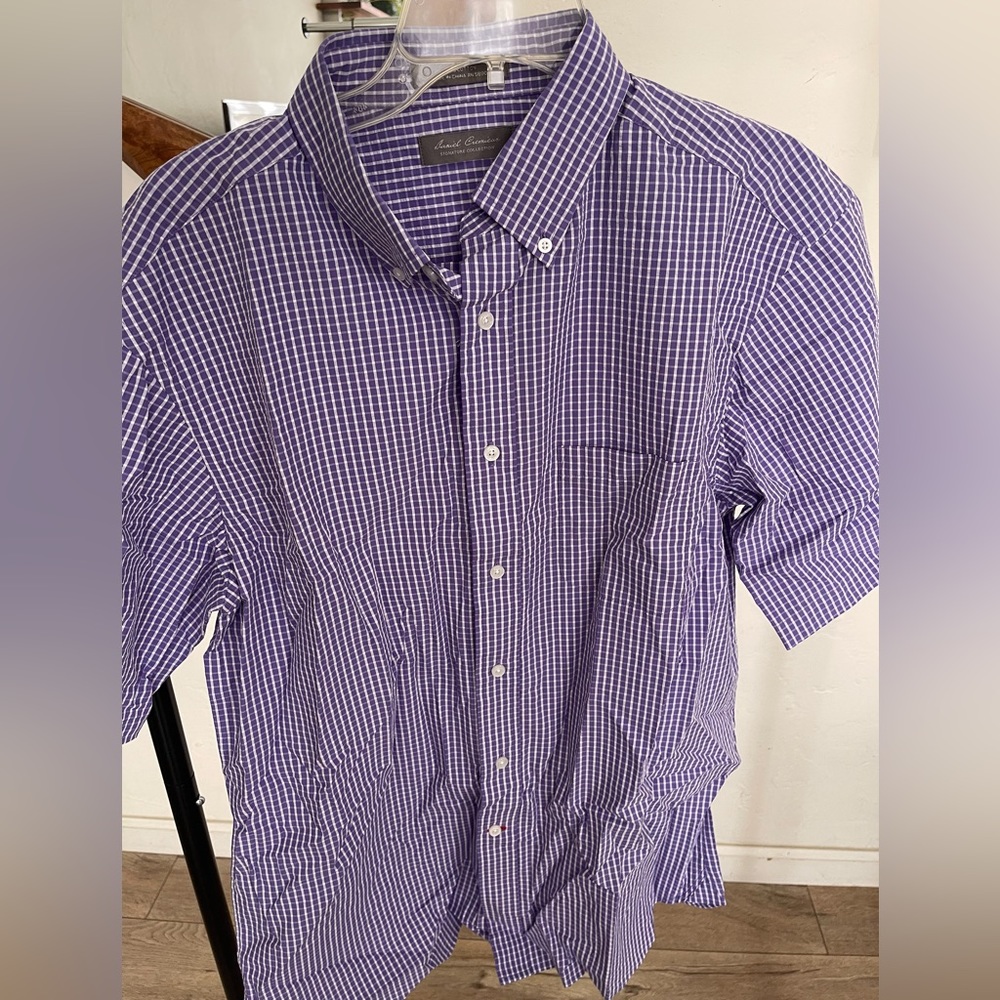 Daniel Cremieux purple checkered short sleeve button down shirt large